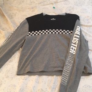 Black and grey checkered hollister top